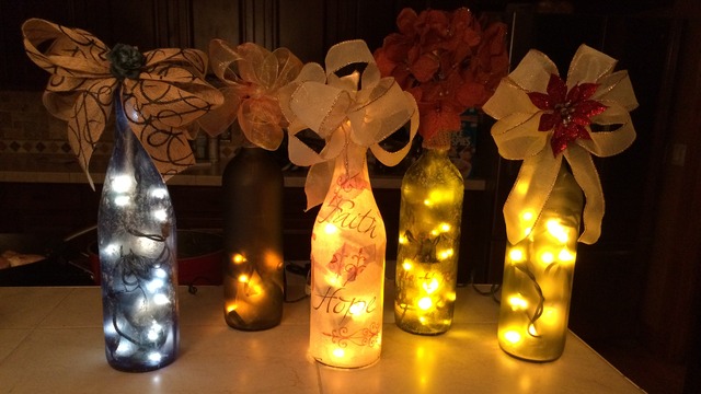 Lighted Wine Bottles